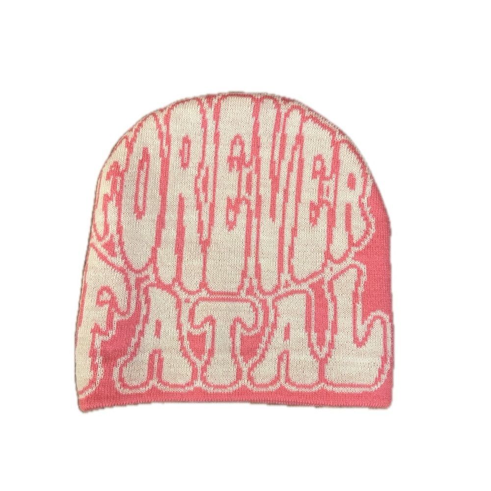 Pink and White Beanie